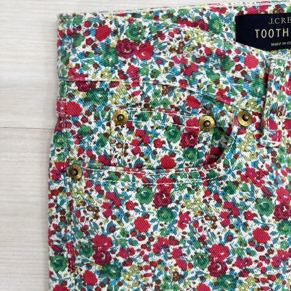 J.CREW Toothpick Jeans Women 28 Floral Denim Ankle Multicolor Skinny - Picture 2 of 11